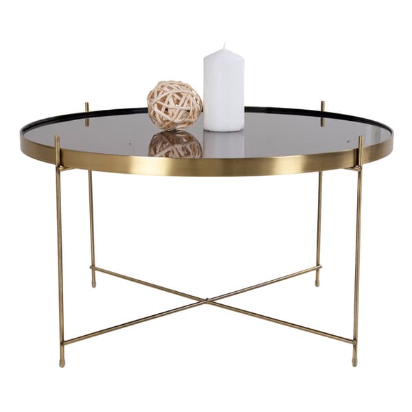 Veo sofabord 70x40 cm messingfarvet stål, glas .