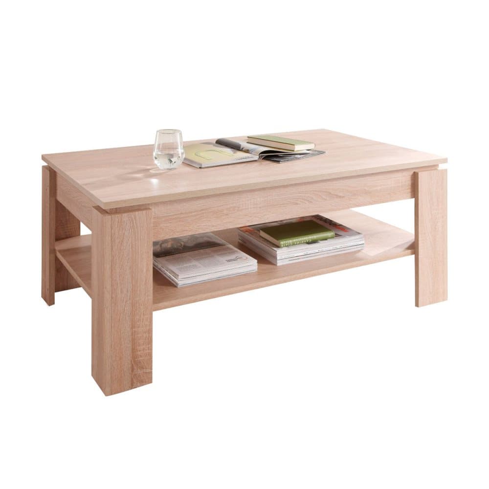 Aboma soffbord med 1 hylla ljus ekmönstrad.