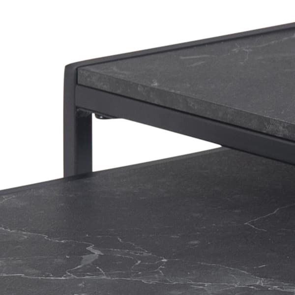 Infinity sofabord indskudsborde 2 stk., marmor print, sort.