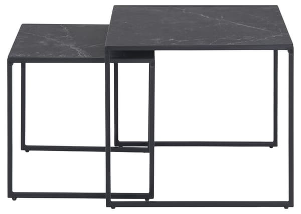 Infinity sofabord indskudsborde 2 stk., marmor print, sort.