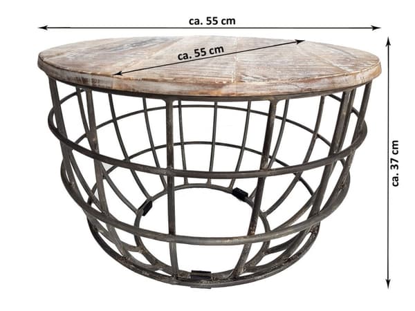 Hållbart soffbord vardagsrum bordet rund Ø 55 cm metallram