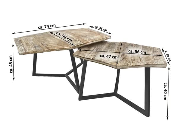 Soffbordssats 2 vardagsrumsbord set bord paris metall ram vit