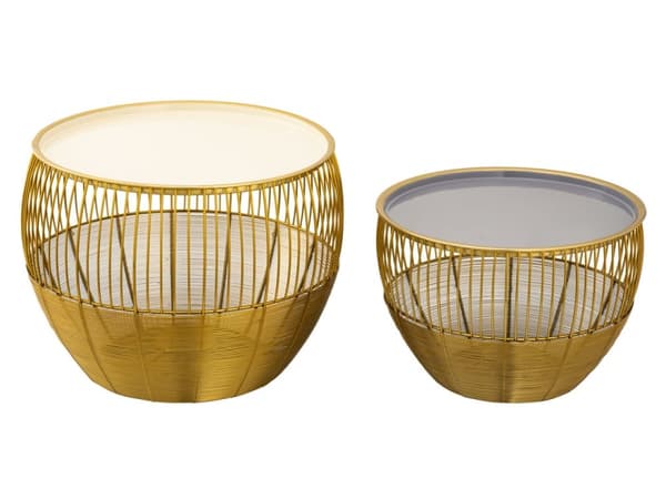 Sidabell 2 Set Rund Ø 49/41 H 37/29 cm soffbord guld