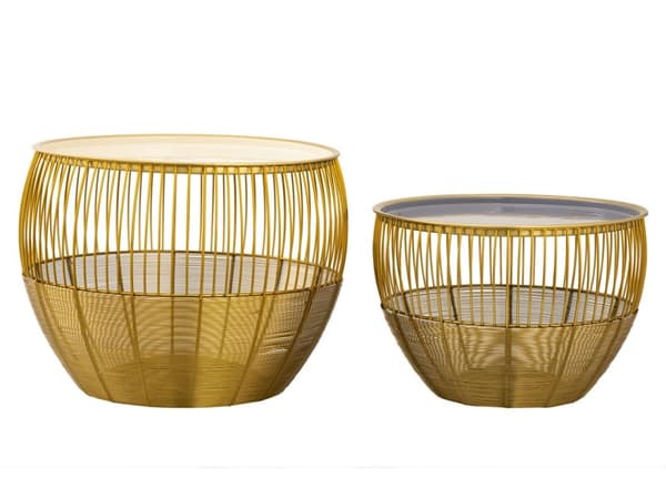 Sidabell 2 Set Rund Ø 49/41 H 37/29 cm soffbord guld