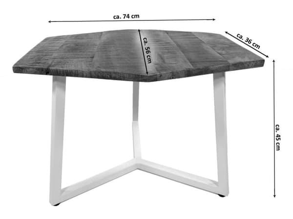 Soffbord – Kaffebord 74 cm hållbart vardagsrum bord lyon metall ram