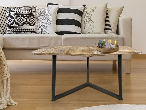 Soffbord – Kaffebord 74 cm hållbart vardagsrum bord lyon metall ram