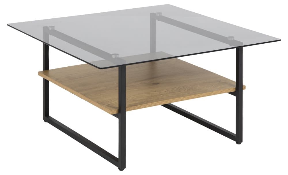 Okaya soffbord med 1 hylla, rökfärgad.