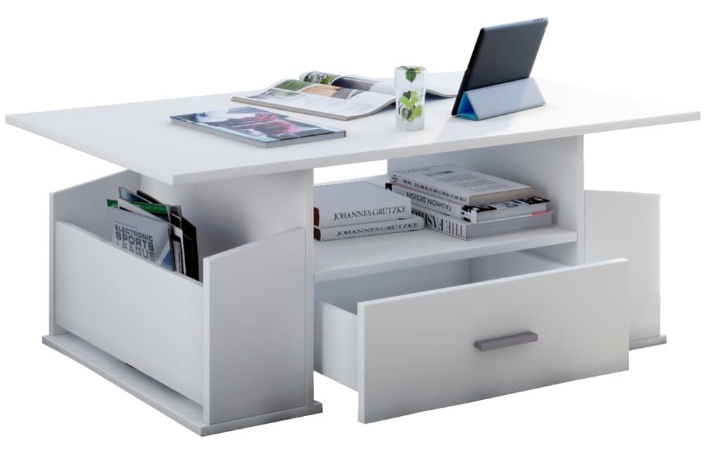 Junata soffbord 1 låda, 2 fack, 1 hylla vit.