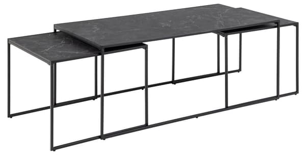 Infinity soffbord set om 3 svart marmortryck, svart.