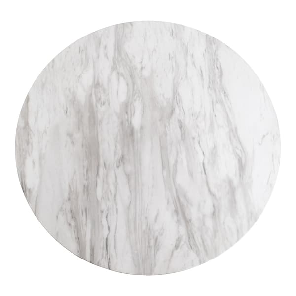 Bologna sofabord Ø70 cm marmor look, messing ben, hvit.