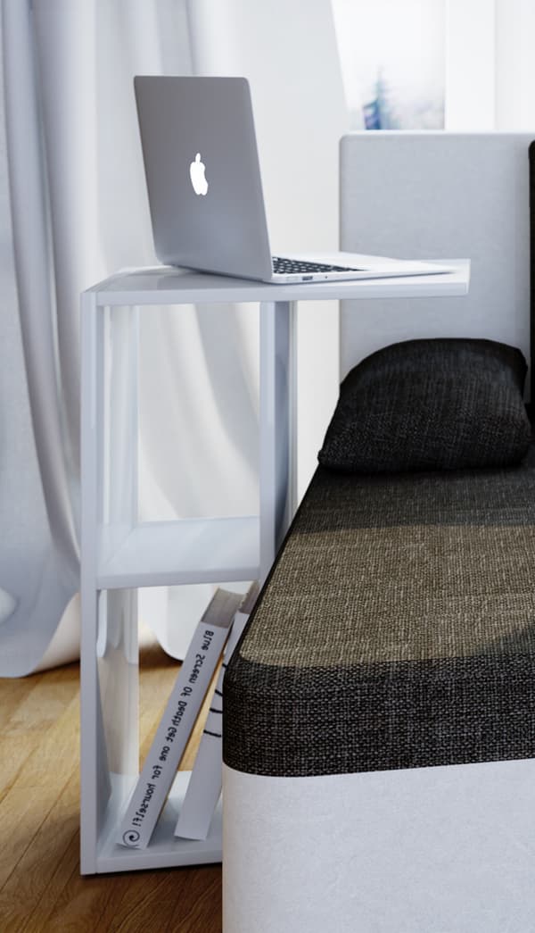Nachto sofabord , laptopbord 2 hyller hvit.