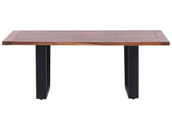 Sohvapöytä vaaleaa akaasiaa 46 x 68 x 118 cm ja jalat mustaa metallia rustiikkinen tyyli