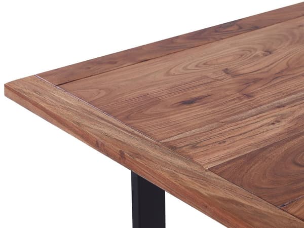 Sohvapöytä vaaleaa akaasiaa 46 x 68 x 118 cm ja jalat mustaa metallia rustiikkinen tyyli