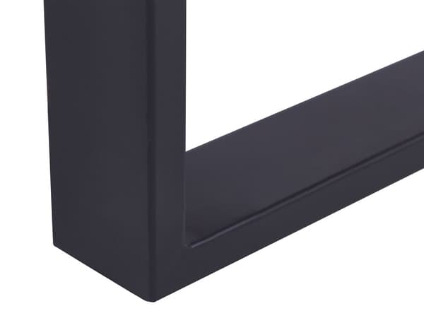 Sohvapöytä vaaleaa akaasiaa 46 x 68 x 118 cm ja jalat mustaa metallia rustiikkinen tyyli