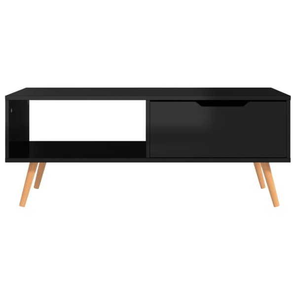 vidaXL Soffbord svart högglansig 100x49,5x43 cm spånskiva