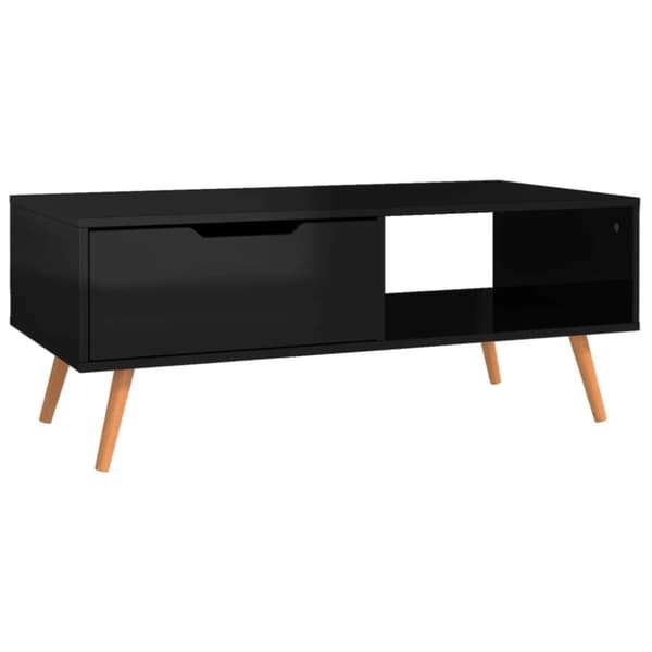 vidaXL Soffbord svart högglansig 100x49,5x43 cm spånskiva