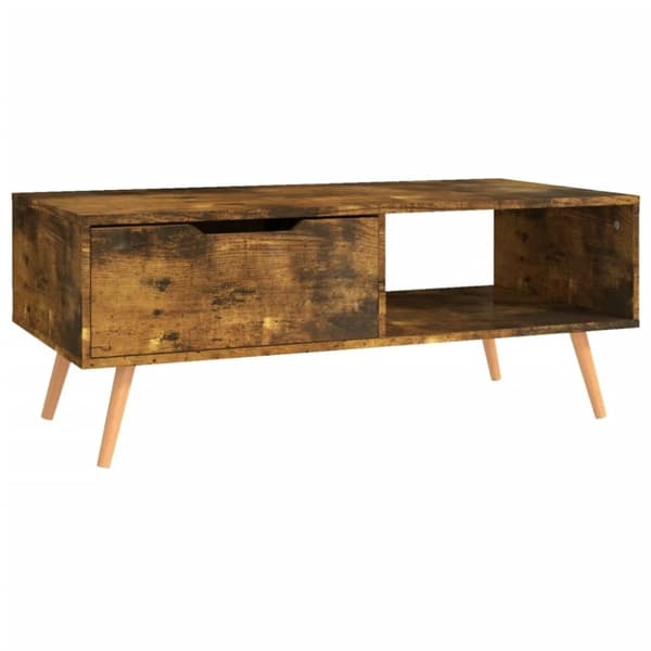 vidaXL Soffbord rökt ek 100x49,5x43 cm spånskiva
