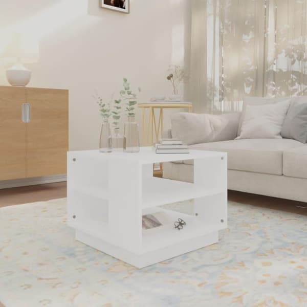 vidaXL sofabord 55x55x43 cm spånplade hvid