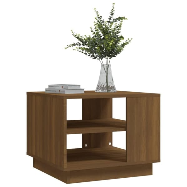 vidaXL sofabord 55x55x43 cm spånplade brun egetræsfarve