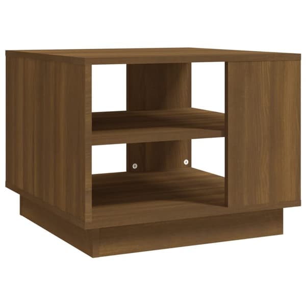 vidaXL sofabord 55x55x43 cm spånplade brun egetræsfarve