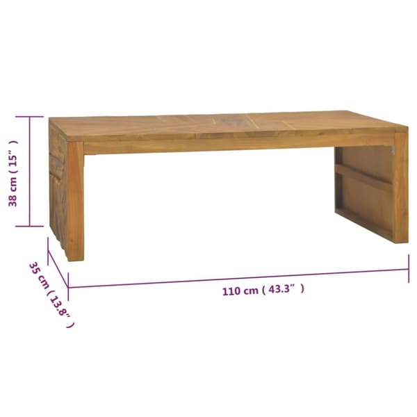 vidaXL sofabord 110x35x38 cm teaktræ eroderet finish