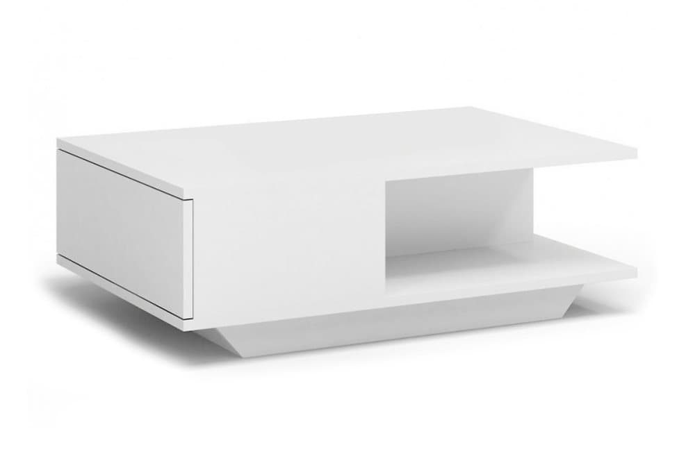 CAMPION Soffbord 90 cm med Förvaring Hylla + Lucka Vit