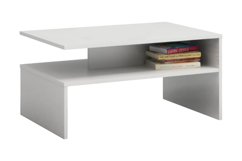 HINGHAM Soffbord 90 cm med Förvaring Hylla Vit