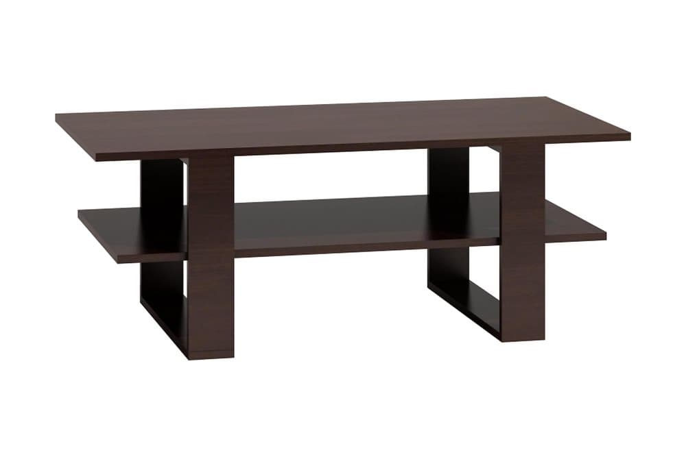 MARBURG Soffbord 120 cm med Förvaring Hylla Svartbrun