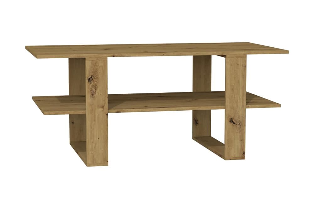 MARBURG Soffbord 120 cm med Förvaring Hylla Ekfärg
