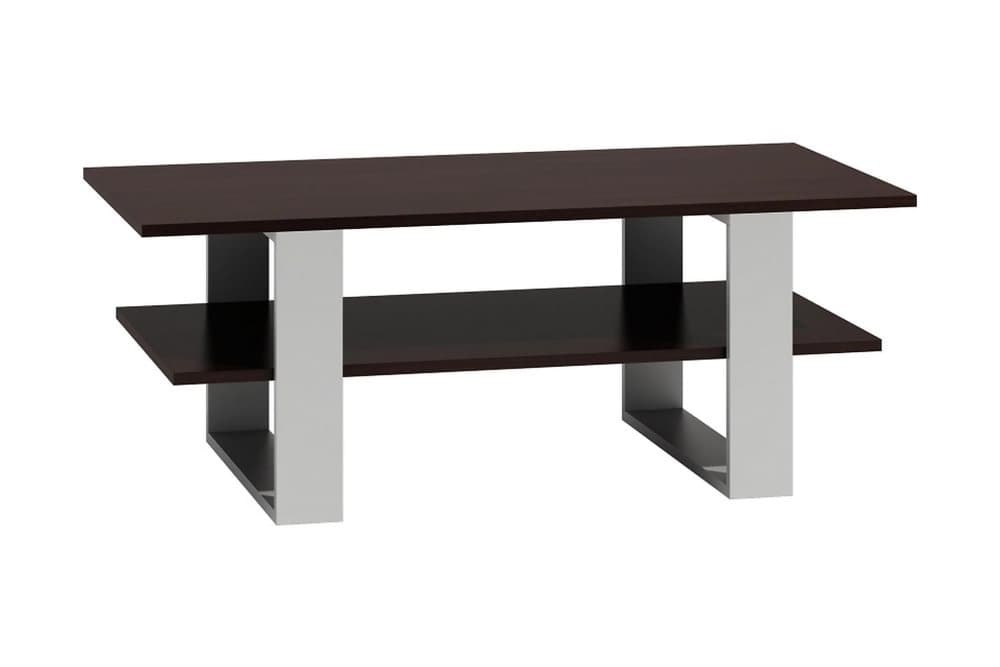 MARBURG Soffbord 120 cm med Förvaring Hylla Svartbrun/Vit