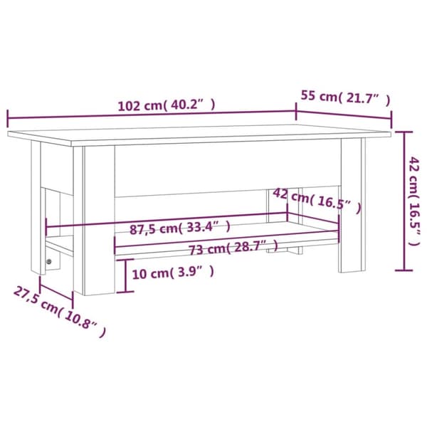 vidaXL Salongbord hvit 102x55x42 cm sponplate