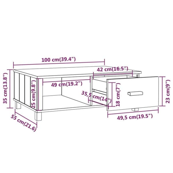 vidaXL Soffbord HAMAR vit 100x55x35 cm massiv furu
