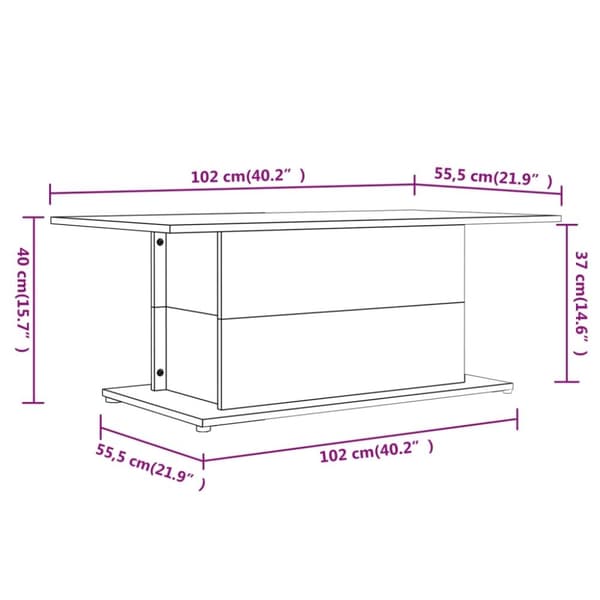 vidaXL Salongbord sonoma eik 102x55,5x40 cm sponplate