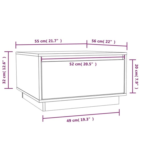vidaXL Salongbord hvit 55x56x32 cm heltre furu
