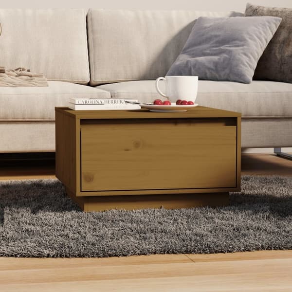 vidaXL sofabord 55x56x32 cm massivt fyrretræ gyldenbrun