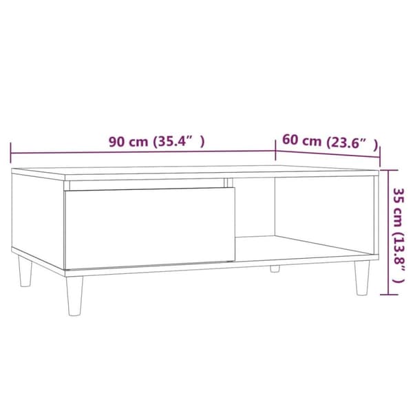 vidaXL Soffbord brun ek 90x60x35 cm konstruerat trä