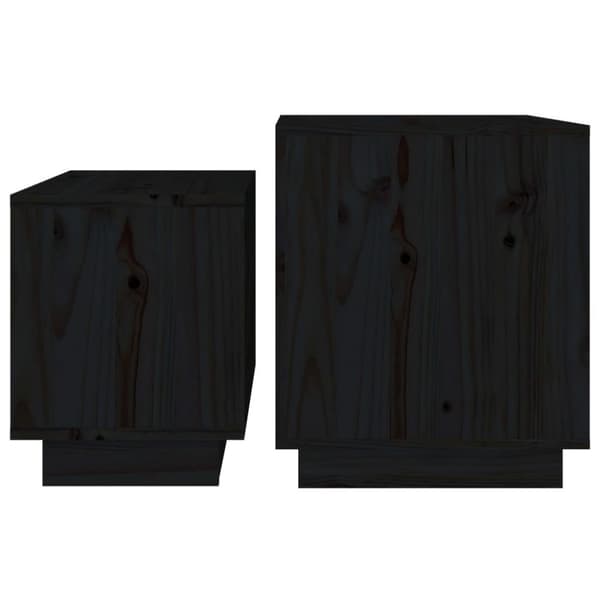 vidaXL Stablebare salongbord 2 stk svart heltre furu