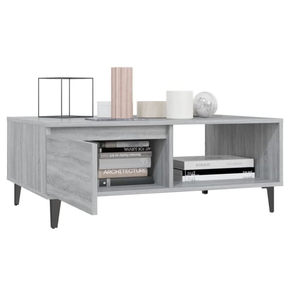 vidaXL sofabord 90x60x35 cm spånplade grå sonoma-eg