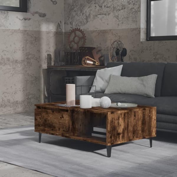 vidaXL Salongbord røkt eik 90x60x35 cm konstruert tre