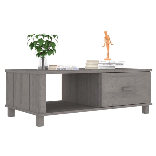 vidaXL sofabord HAMAR 100x55x35 cm massivt fyrretræ lysegrå