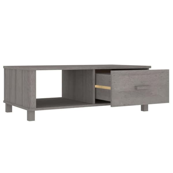vidaXL sofabord HAMAR 100x55x35 cm massivt fyrretræ lysegrå