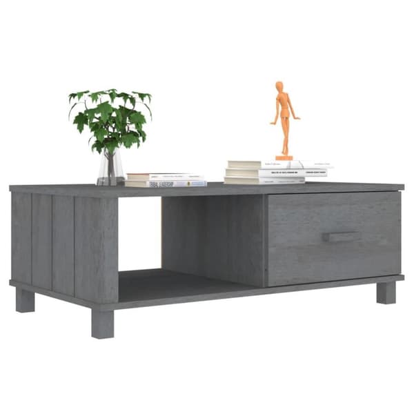 vidaXL sofabord HAMAR 100x55x35 cm massivt fyrretræ mørkegrå