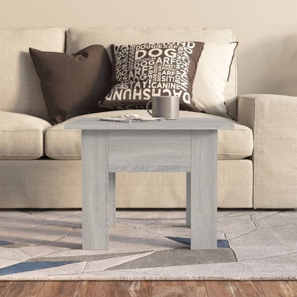 vidaXL sofabord 55x55x42 cm spånplade grå sonoma-eg