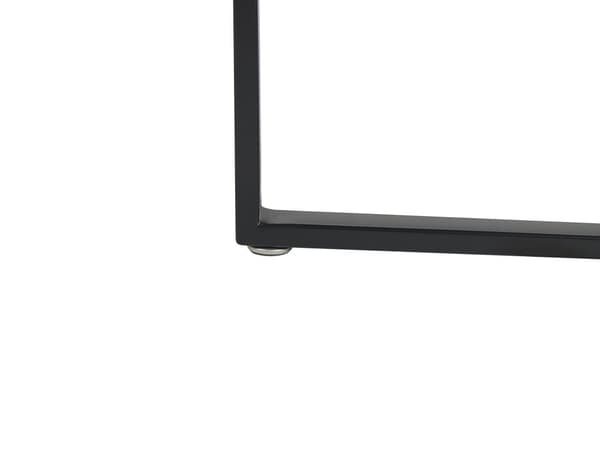 Sofabord Mørkt Træ med Sorte Industrielle Detaljer Rundt MDF Metalben 80 cm