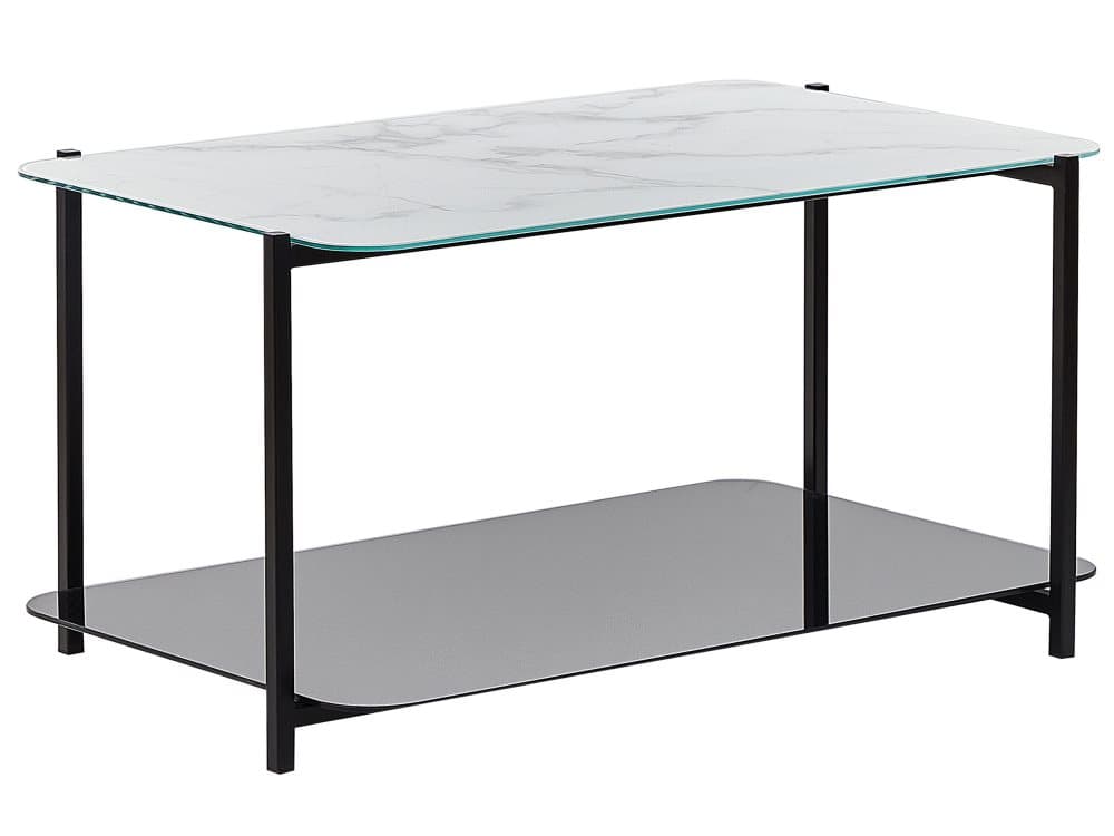 Soffbord marmoreffekt vit / svart GLOSTER