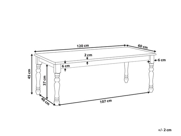 Sohvapöytä valkoinen 120 x 45 x 60 MDF-levy kumipuu suorakulmainen