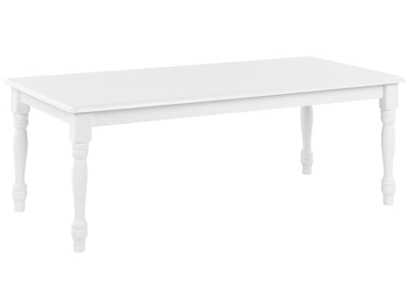 Soffbord Vit MDF Gummiträ 120 x 60 cm Vända Ben Chic Vintage Design Vardagsrum Möbler