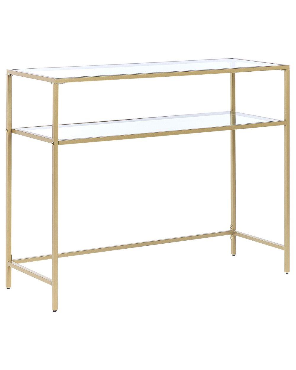 Konsolbord med glasskiva guld ALINE