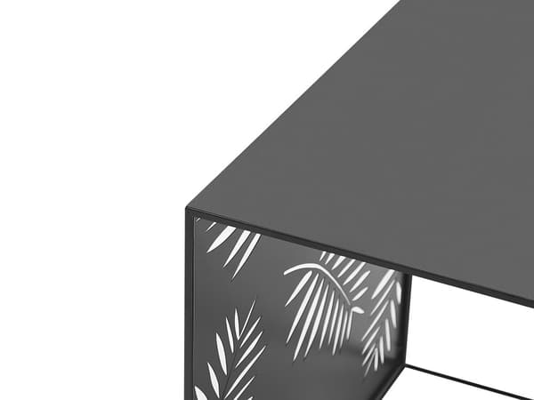 Set av 3 Soffbord Svart Metall Modern Lövmönster Vardagsrum