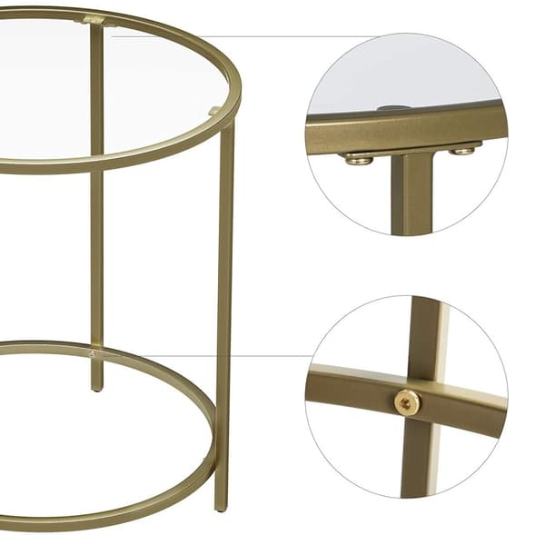 Sidobord runt guld - sängbord - litet soffbord - 50 x 50 x 55 cm